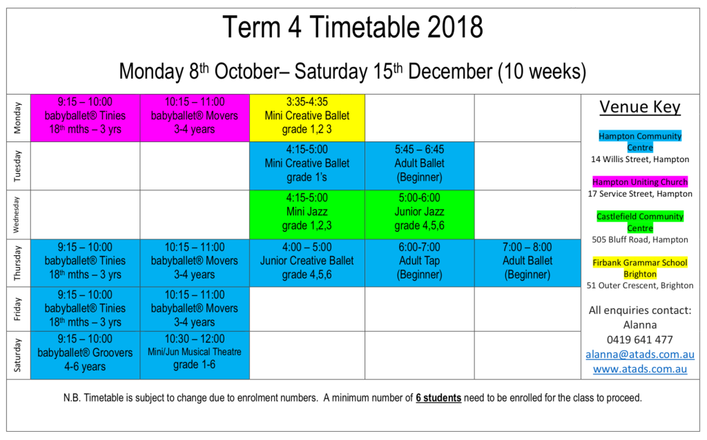 term 4 timetable 1